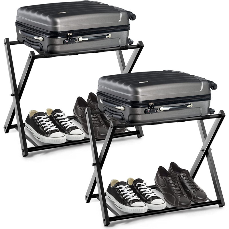 2 Pair Shoe Storage Bench, Black
