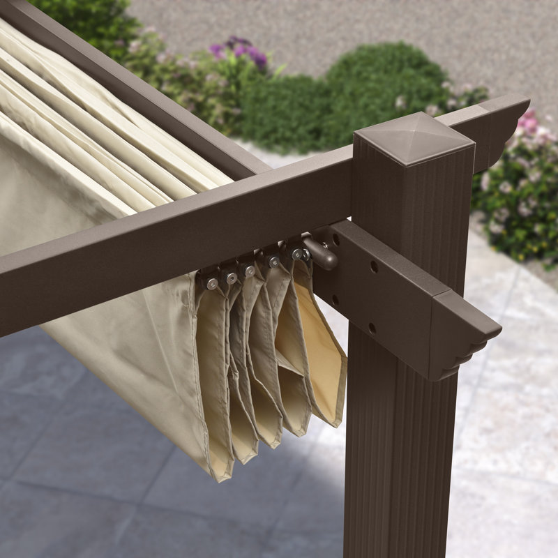 Purple Leaf Aluminium Pergola With Canopy, Khaki, 96.5"H x 118"W x 118"D