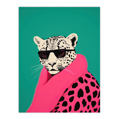 Wall Art Print Fashion Cheetah Vibrant Teal Block Fun Bold Animal Portrait Poster