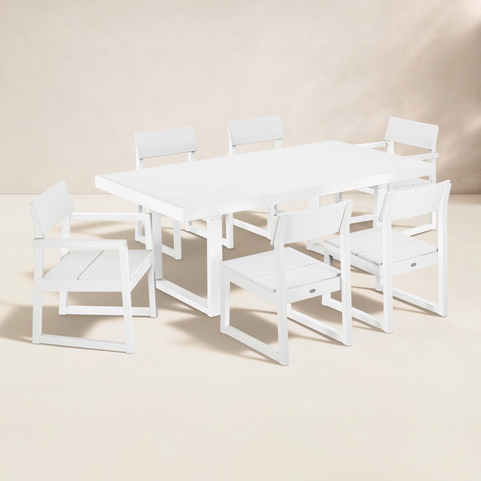 POLYWOOD® Edge 78" Patio Dining Set, White