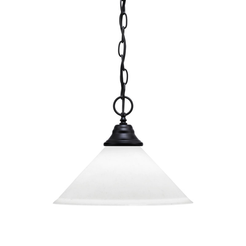 Luminaire suspendu à chaîne avec verre Aeronwen, H 10 po x l 12 po x P 12 po, Chrome, Mousseline blanche