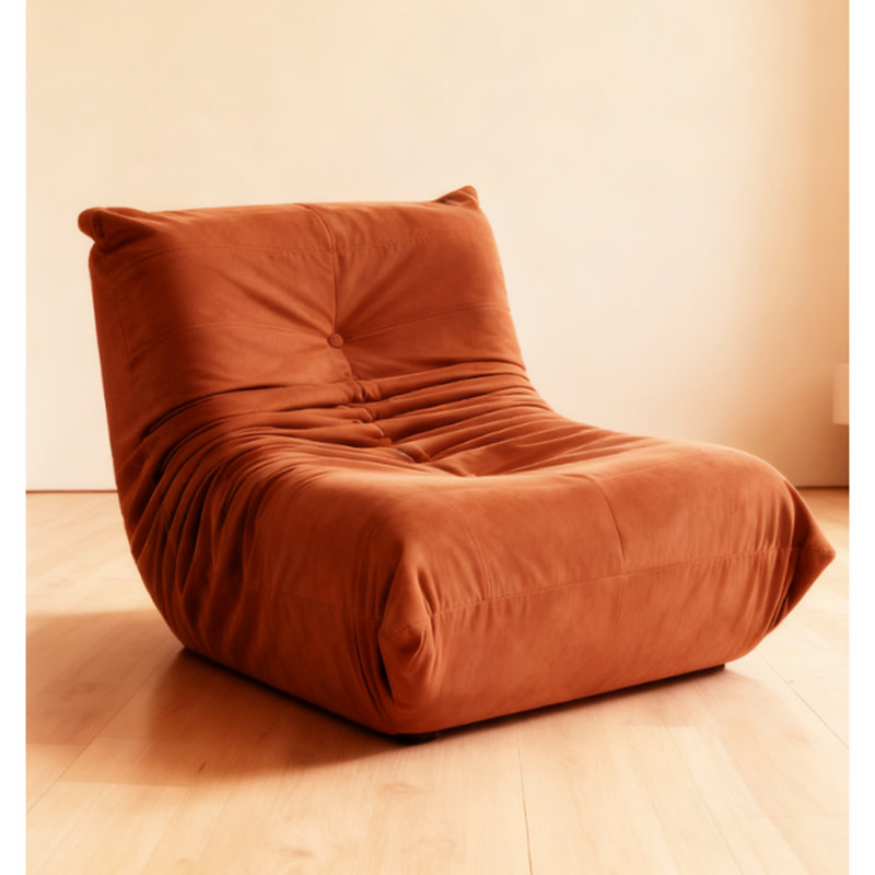 Luxury Accent Chair Button-Tufted Detail Microfiber Comfy Chair Living Room Furniture, Orange