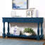 Console en bois de 63 pouces de long avec 3 tiroirs et 1 tablette inférieure pour le canapé d'entrée très épais (bleu marine)