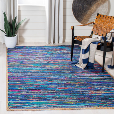 Naveen Abstract Handmade Flatweave Blue Area Rug