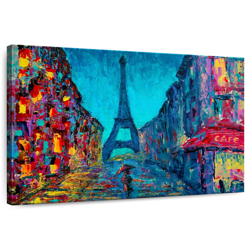 Ravi Paris abstrait nuit, H 26 po x l 39 po