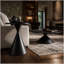 Ensemble de 2 tables basses rondes avec plateau noir et base en acier-936973875-936973876