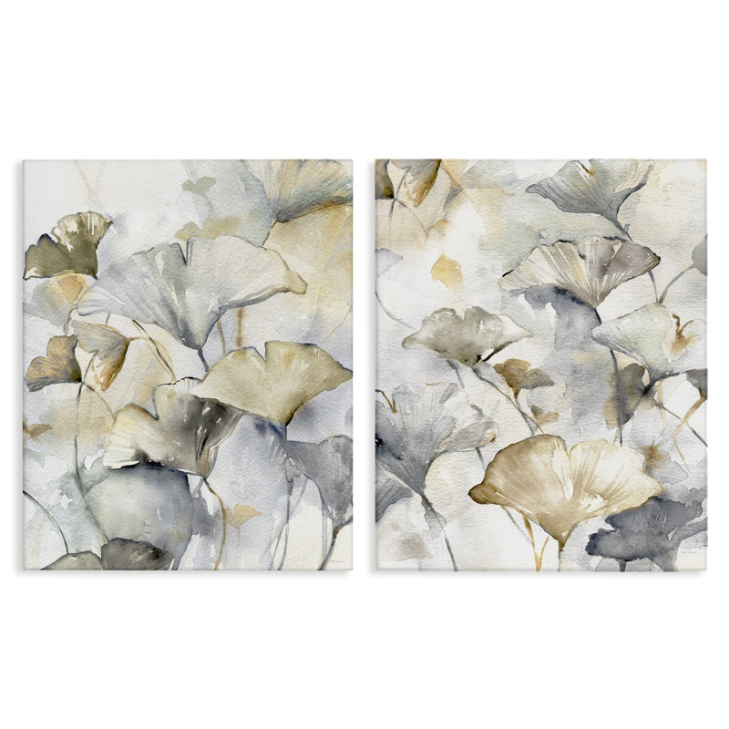  «Gingko Leaves in Layers», ensemble de 2 toiles murales par Carol Robinson, H 30 po x l 24 po