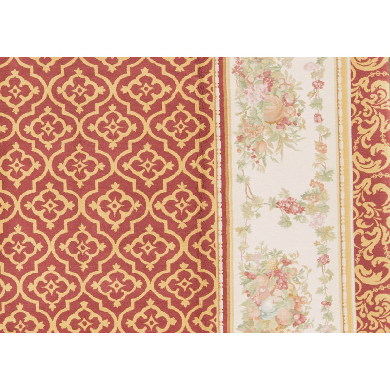Hand-Knotted High-Quality Red and Ivory Area Rug