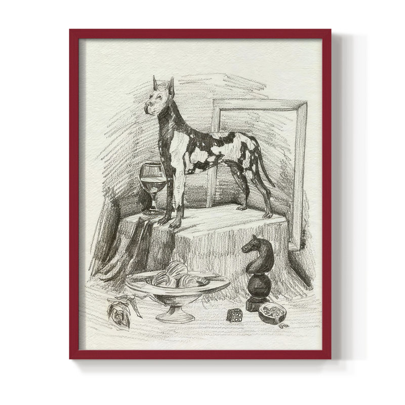 A Gentleman VI, reproduction encadrée - bois massif, H 11 po x l 9 po, Rouge