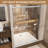 44"-48" W X 72" H Aluminum Frame Double Sliding Shower Door, 1/4" (6Mm) Clear Tempered Glass With Explosion-Proof Film, Dual Stainless Steel Handles-123404432