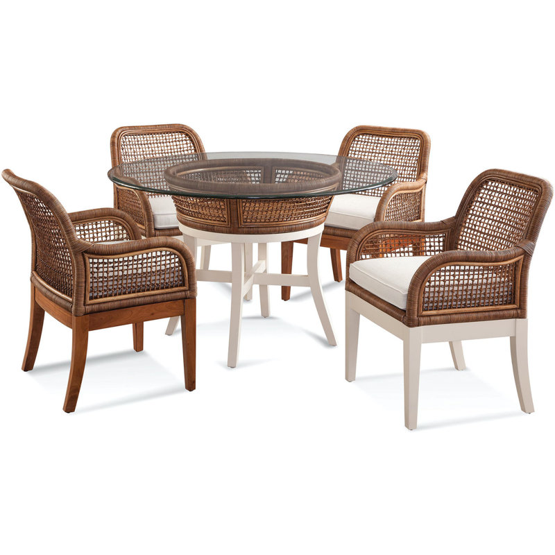 Boone Round Glass Dining Table, Frost White Finish, 60" W x 60" L, Havana