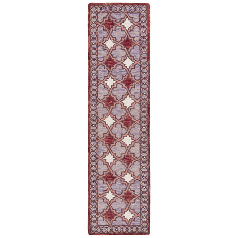 Hand Tufted Wool/Cotton Oriental Rug in Red/Pink, Runner 2'3" x 9'