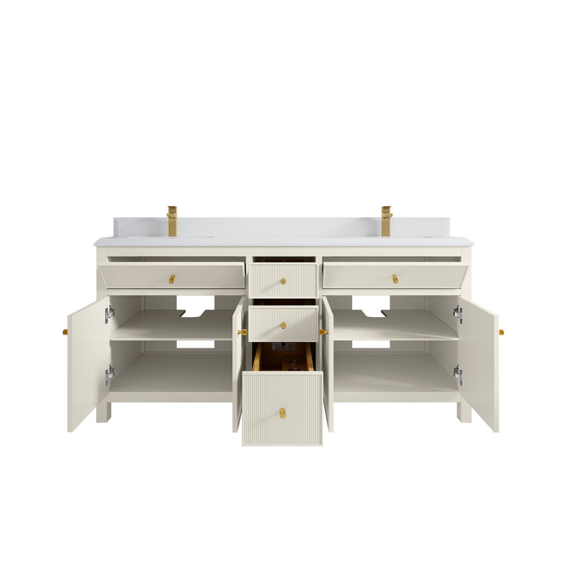 Meuble-lavabo double 72 po avec plateau Sonoma, Blanc