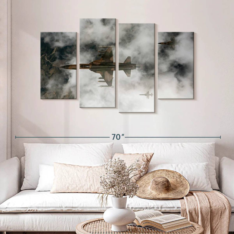Mait Cloudy Fighter Jets, 32" H x 52" W