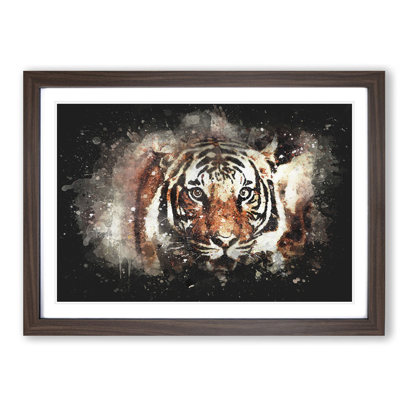 Tiger - Picture Frame Graphic Art Print, 62cm H x 87cm W x 2cm D, Walnut Framed