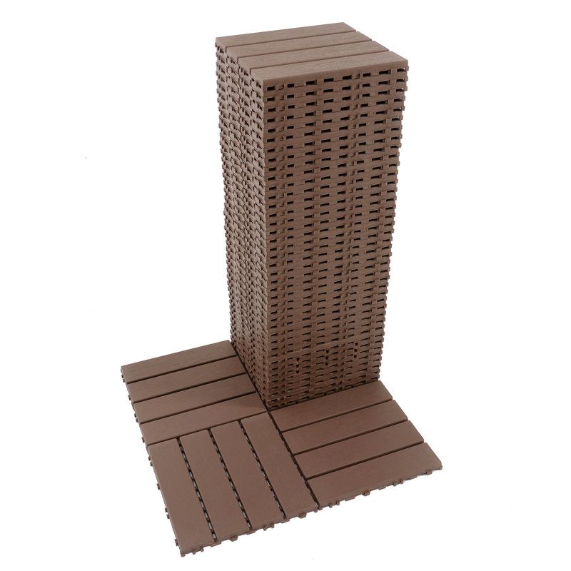 Carreaux de terrasse en plastique emboîtables, Brun