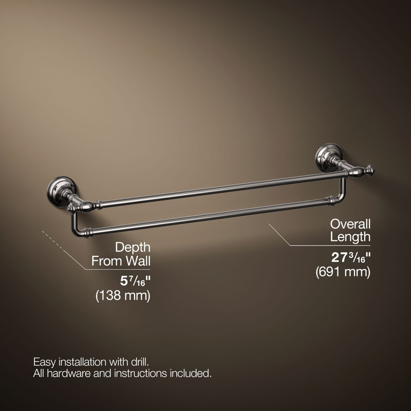 Artifacts® Double 24" Wall Mounted Towel Bar, Vibrant Titanium