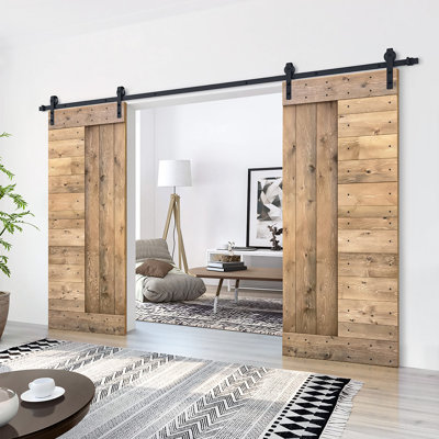 84'' Solid Wood Paneled Painted without Installation Hardware Kit Barn Door