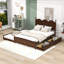 Grand lit plateforme avec deux tiroirs de rangement et un lit gigogne simple-107825934