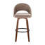 Tabouret de bar à hauteur fixe en bois de noyer et tissu brun avec repose-pieds rond en métal noir - ensemble de 2