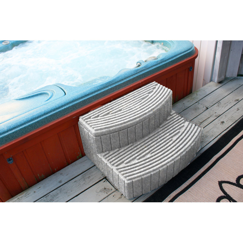 Granite Gray Plastic Storage Step with Hinged Lid
