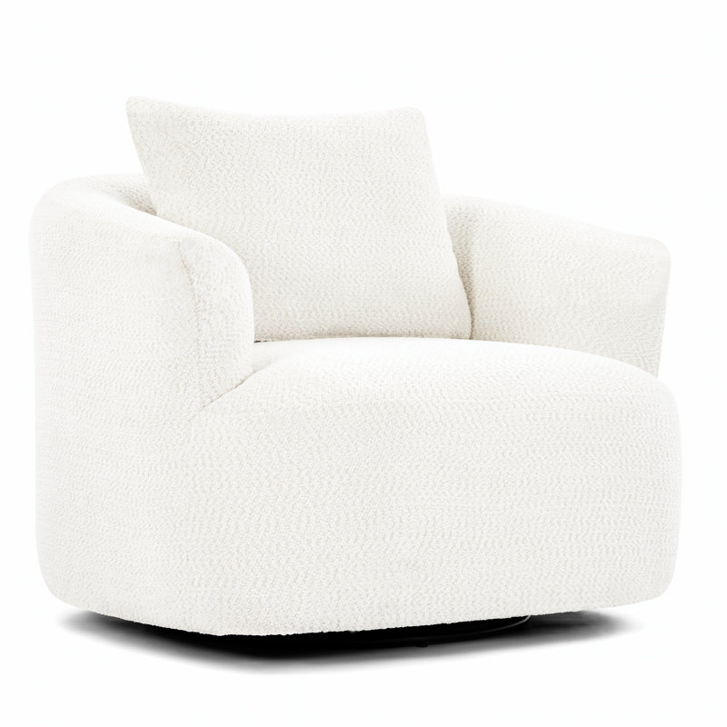 360° Compression Swivel  Accent Chair Sofa, Upholstered Swivel Barrel Sofa Chair With A Throw Pillow For Living Room, Bedroom, Office And Hotel