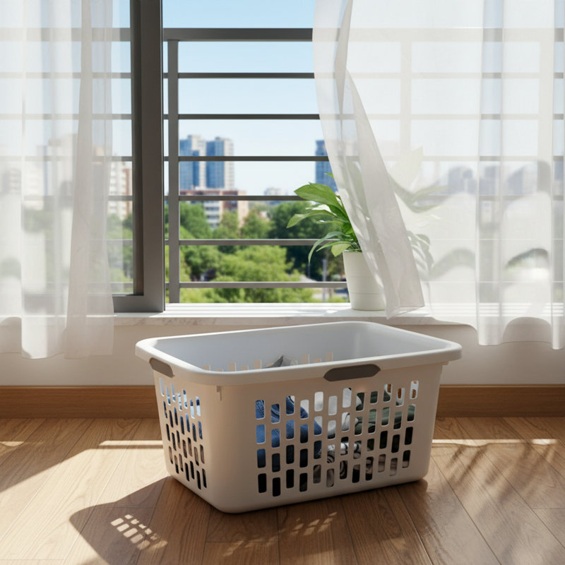 6-Pack White Plastic Laundry Baskets, 2 Bushel Handles, Large Capacity, Large Rectangular Size With Comfortable Handles And Reinforced Edges.