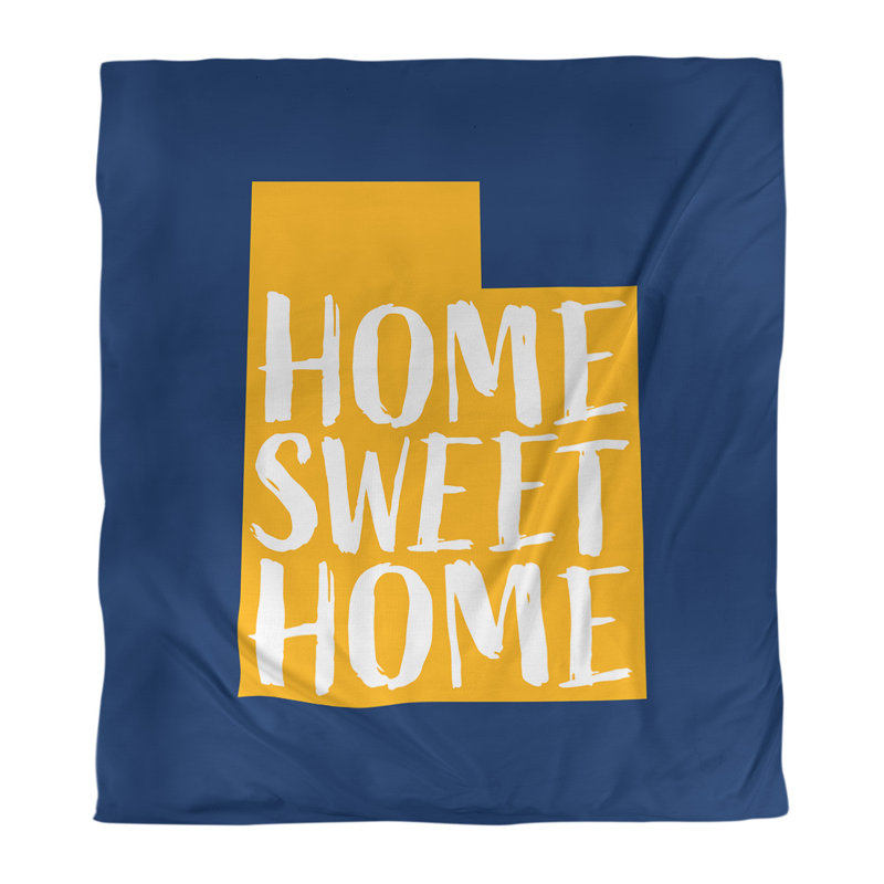 Housse de couette réversible simple à la maison en utah doux, Housse de couette pour grand lit, Bleu marine et jaune