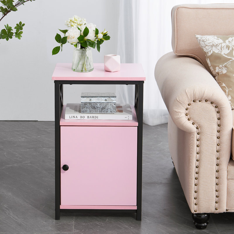 Blevens 16'' W Metal Nightstand, Pink, Individual