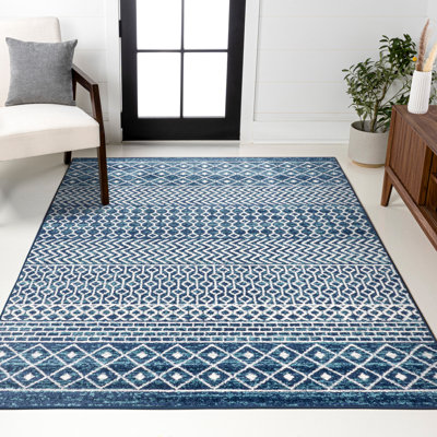 Tapis bleu marine / crème Bouvard