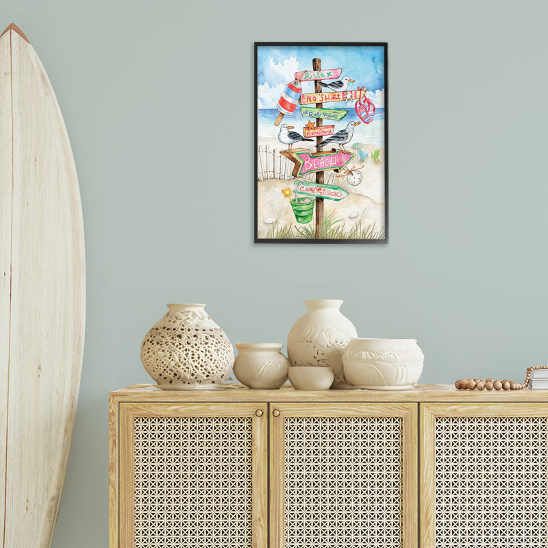 «Seaside Rules Signs», art de la giclée encadrée par Ronnie Rooney, H 24 po x l 16 po