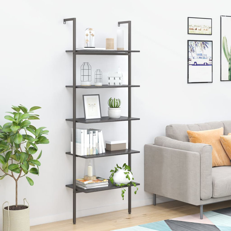 Cassoday 185cm H x 64cm W Manufactured Wood;Steel Bookcase, Black