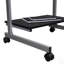 Chariot d'ordinateur compact avec rangement, graphite, tablette réglable et roulettes verrouillables pour un poste de travail polyvalent