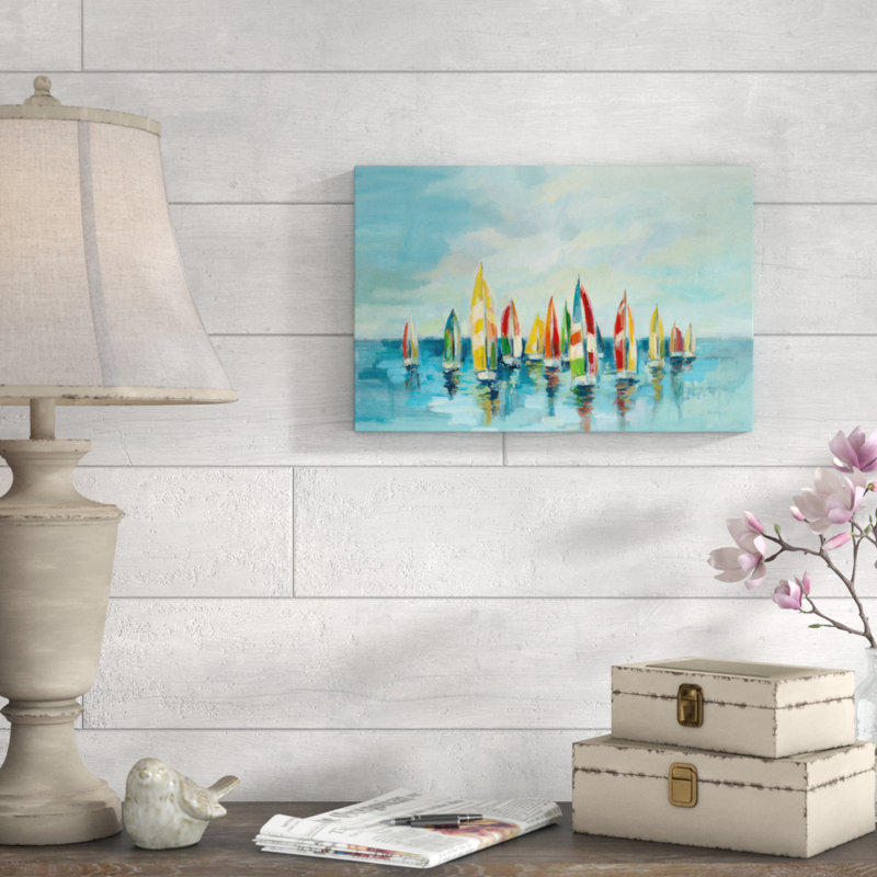 Regatta by Silvia Vassileva - Painting, 30cm H x 46cm W, Wrapped Canvas