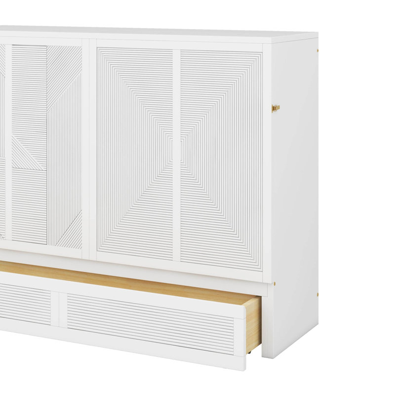 Lit escamotable double avec tiroir, ports USB et prises de courant