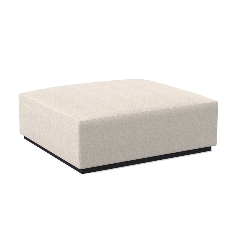 Club Upholstered Ottoman, Vintage Ebony, Cloudy Day Ivory Polyester Blend