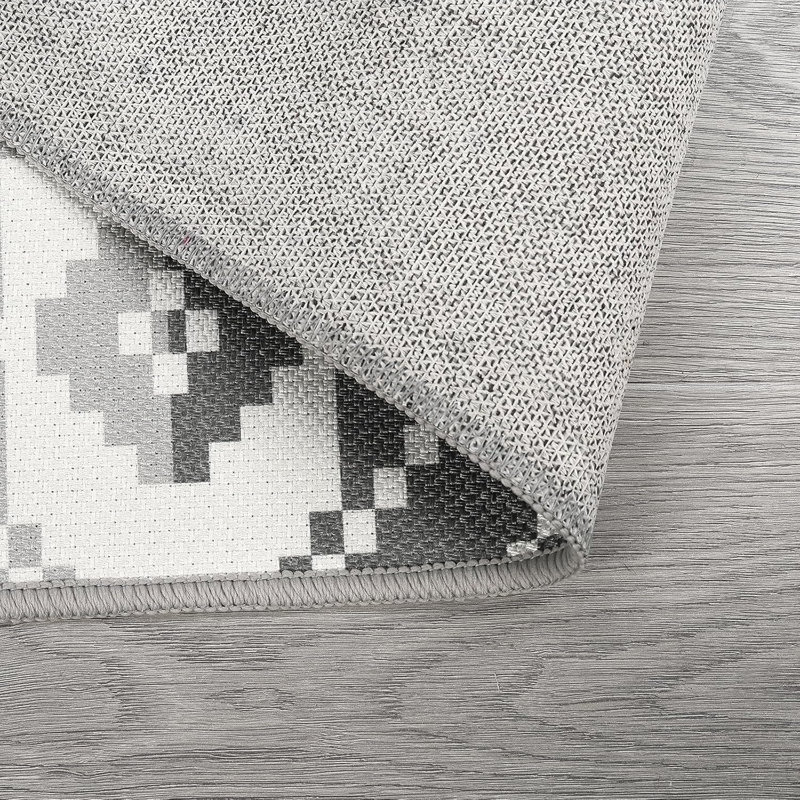 Indoor Outdoor Rug, Non-Slip Washable Area Rug, Vintage Morocca n Geometric Pattern, Easy Clean Low Pile Carpet for Patio, Living Room, Kitchen, Porch, Backyard ( and )