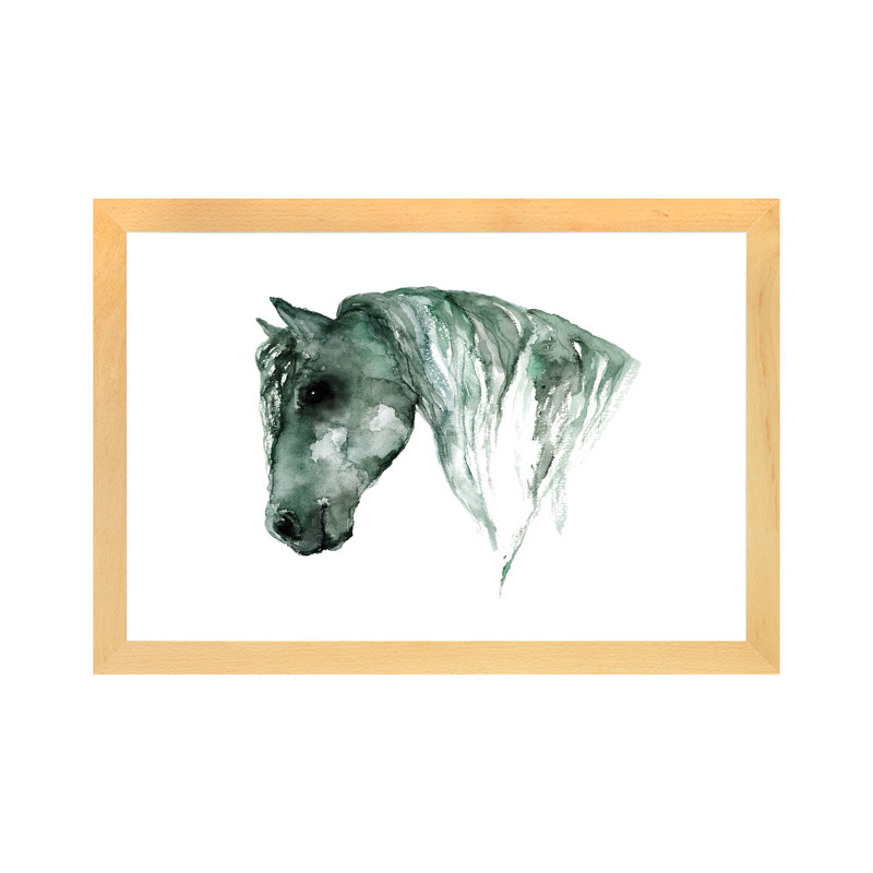 Art du cheval, H 24 po x l 32 po x P 1 po, Toile avec cadre en bois beige