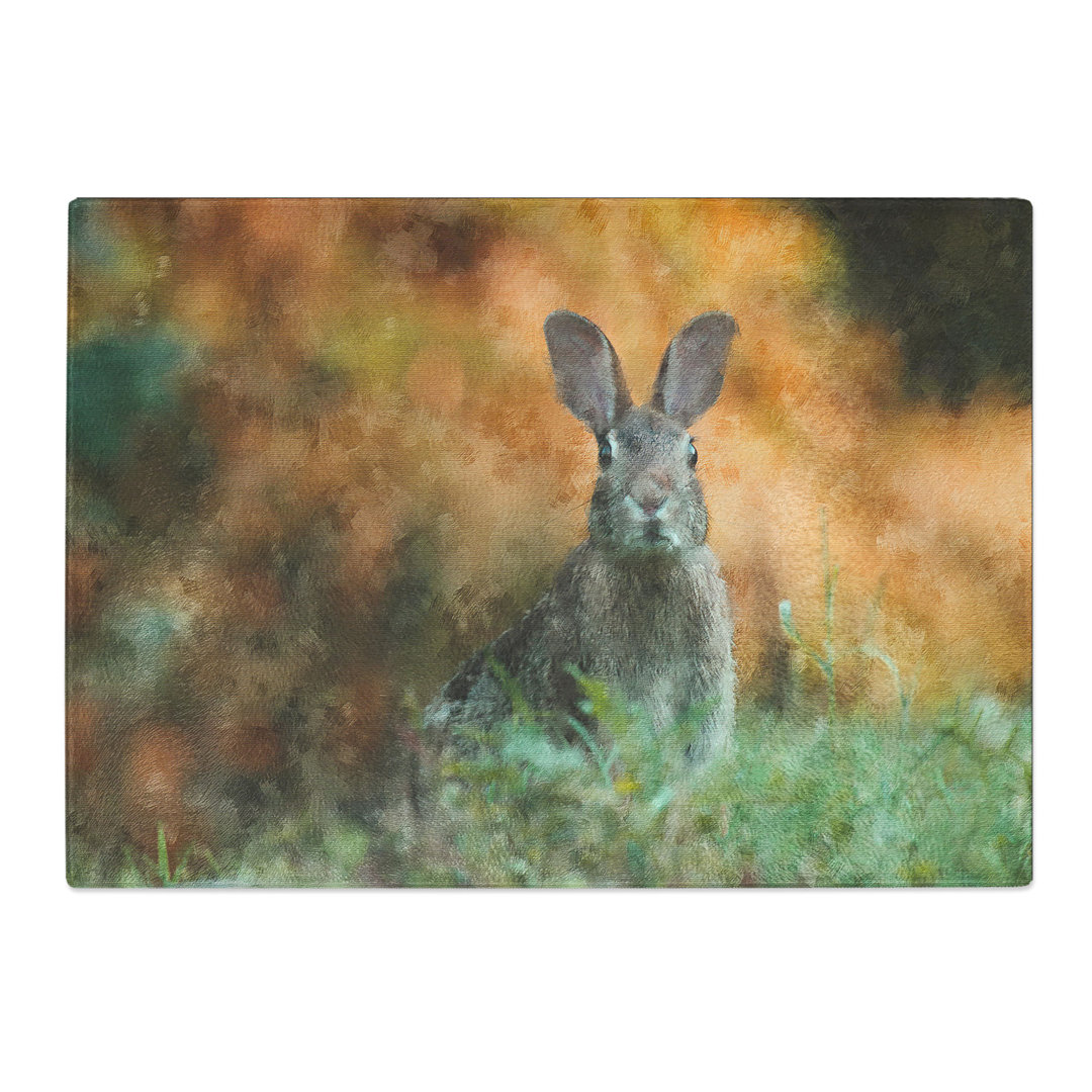 Tempered Glass Hare in a Meadow Chopping Board