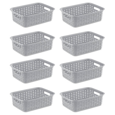 Sterilite Small Weave Basket, Decorative Storage Bin, Organize the Closet, Bathroom or Classroom