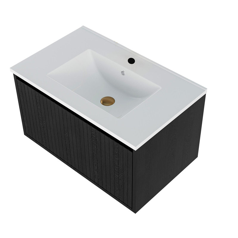 Meuble-lavabo 30 po avec lavabo en céramique, Noir
