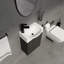 Meuble-lavabo de 40 cm (16 po) pour petite salle de bain, en céramique noire moderne avec armoire intégrée, idéal pour les petits espaces et facile à nettoyer.