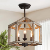 Allmeria 3-Light 14" W Modern Farmhouse Semi Flush Mount