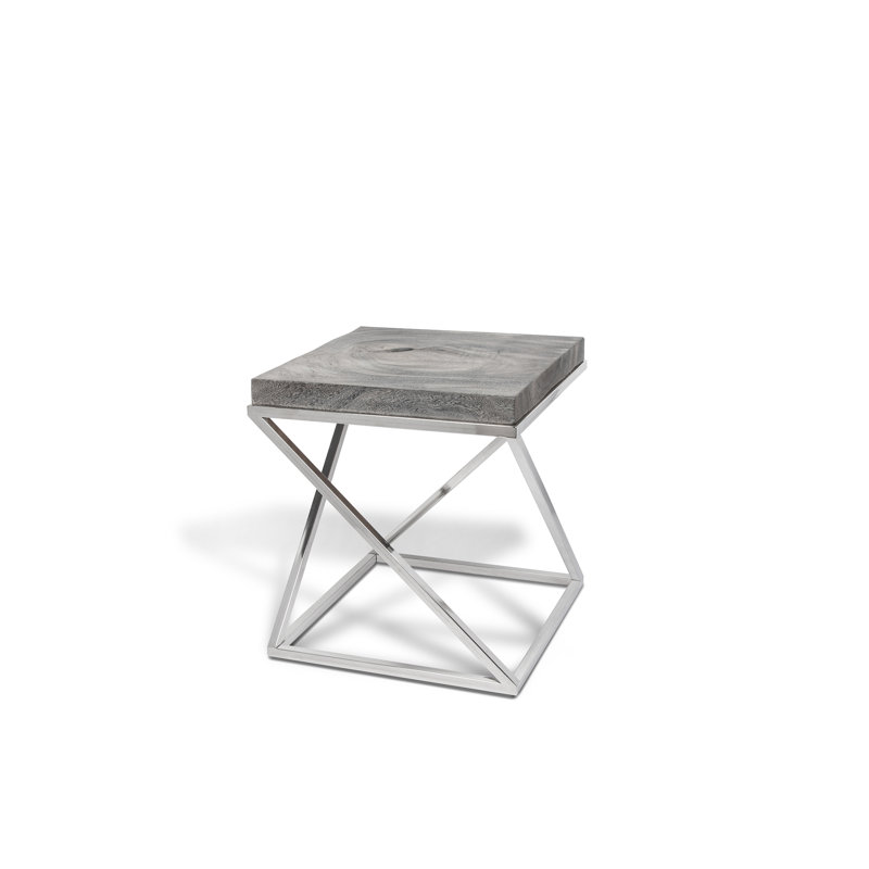 Solid Wood Top Coffee Table, Gray, 15" H x 20" L x 20" W