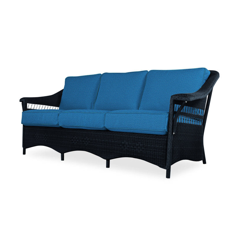 Nantucket Outdoor 3 - Seat Patio Sofa, Hansen Sky, Ebony