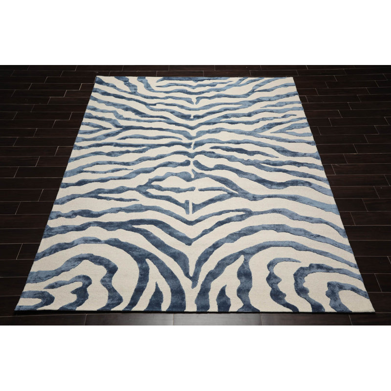 Tapis en laine / soie touffeté à la main à imprimé animalier beige, Tapis de couloir 2 pi 6 po x 10 pi