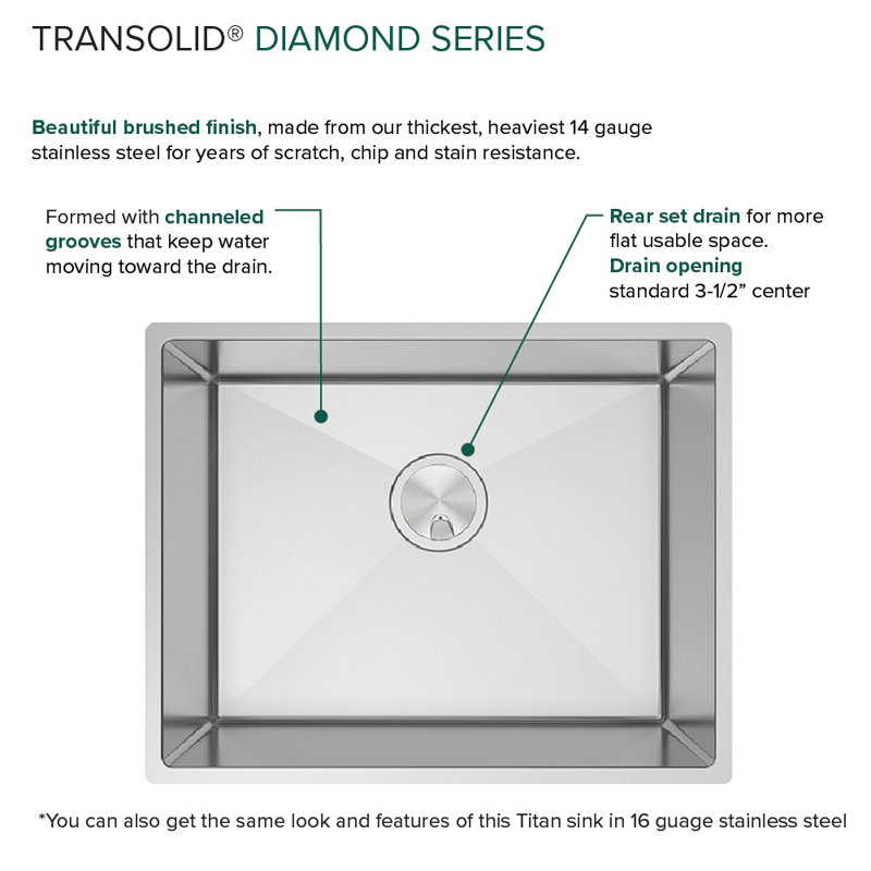 Évier de cuisine avec filtre à panier encastrable Diamond L 23 po x l 19 po Diamond