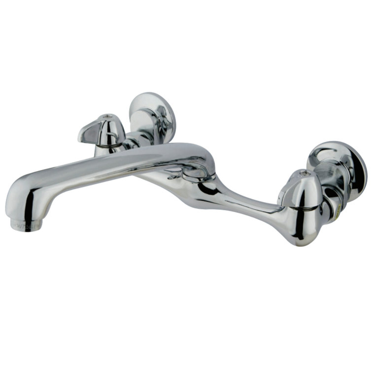 8" Double Handle Wall Mount Bridge Kitchen Faucet with Canopy Handles