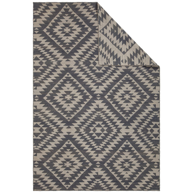 Tapis noir / beige Stillmore tissé à la main, Rectangle 7 pi 9 po x 10 pi 6 po