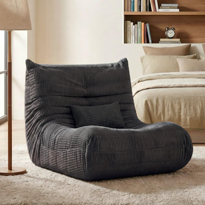 Large Bean Bag Chairs for Adults, Memory Foam Lounge Fluffy Chair with Lumbar Pillow, Corduroy Togo Chair, Lazy Floor Sofa for Bedroom Living Room,Gaming